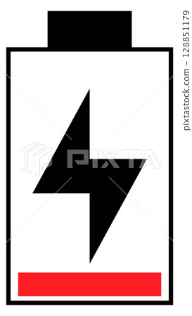 Illustration of a charging battery (low charge) 128851179