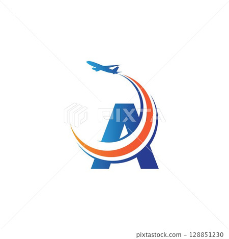 letter A Air travel logo design template-vector letter A Air travel logo design template-vector 128851230