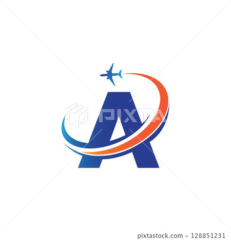 letter A Air travel logo design template-vector letter A Air travel logo design template-vector 128851231
