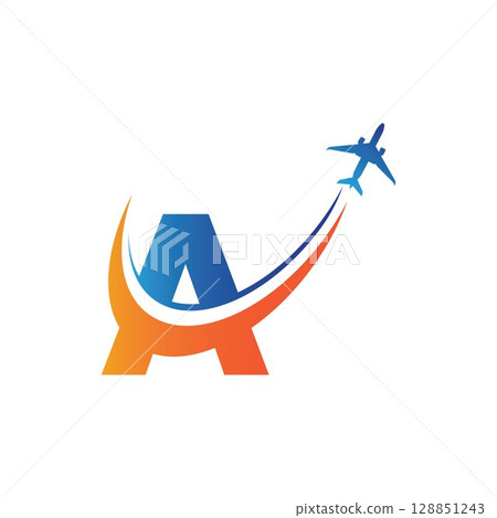 letter A Air travel logo design template-vector letter A Air travel logo design template-vector 128851243