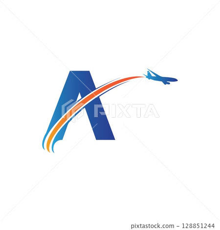 letter A Air travel logo design template-vector letter A Air travel logo design template-vector 128851244