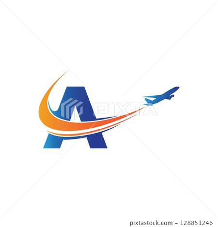 letter A Air travel logo design template-vector letter A Air travel logo design template-vector 128851246