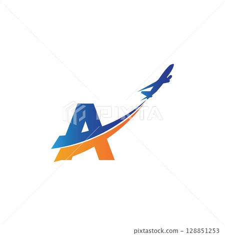 letter A Air travel logo design template-vector letter A Air travel logo design template-vector 128851253