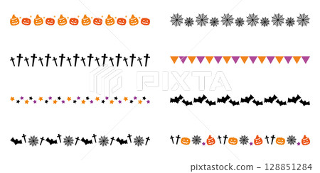 Halloween line separator line set vector 128851284