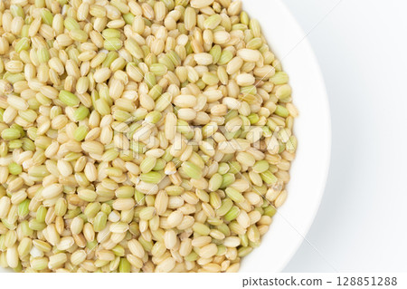 Close-up of green rice in a plate Close-up of green rice in a plate 128851288