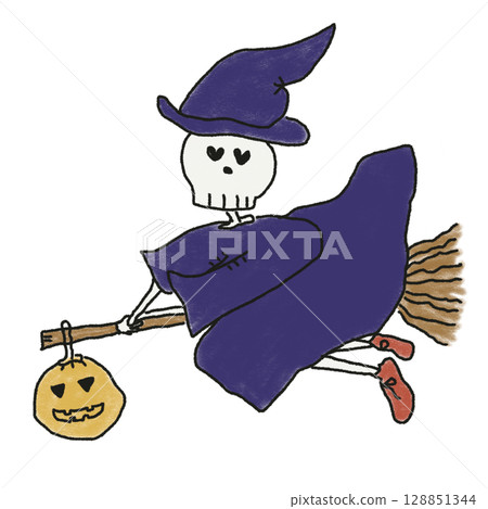 Halloween costume witch skeleton 128851344