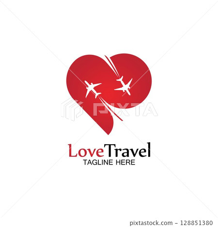 Love Travel logo vector icon design template 128851380
