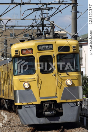 Seibu's old 2000 series 2403F, a two-car train with a curtain Seibu's old 2000 series 2403F, a two-car train with a curtain 128851577