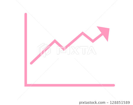 Line graph icon simple pink Line graph icon simple pink 128851589