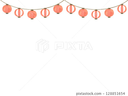 Lantern festival watercolor summer illustration Lantern festival watercolor summer illustration 128851654