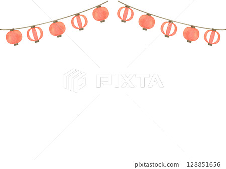 Lantern festival watercolor summer illustration 128851656