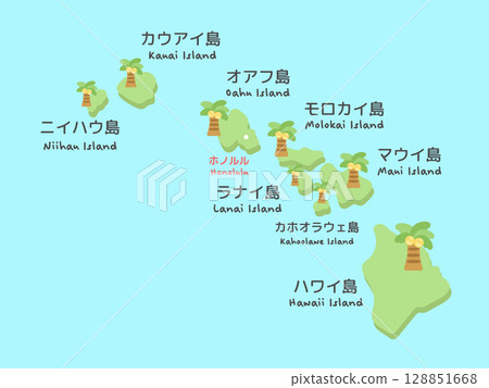 美國夏威夷州地圖 - 插圖 128851668