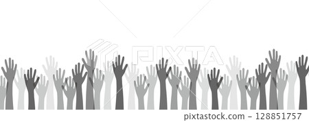 Raise your hand, black and white, monochrome, gray, silhouette, vector 128851757