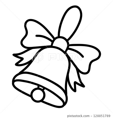 Cute simple School Bell icon. Ring of the school bell vector hand drawn illustration. Back to school isolated concept. Sticker cards, banners, poster, alarm fire, icon symbol sign logo template 128851789
