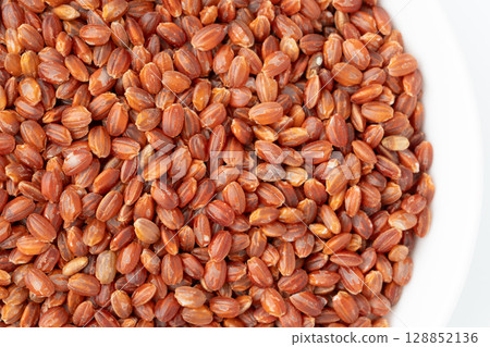 Close-up of red rice in a plate Close-up of red rice in a plate 128852136