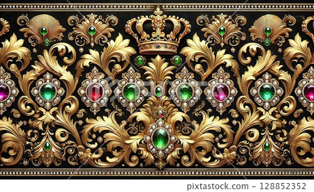 巴洛克風格的皇冠和珠寶框架 巴洛克風格的皇冠和珠寶框架 128852352