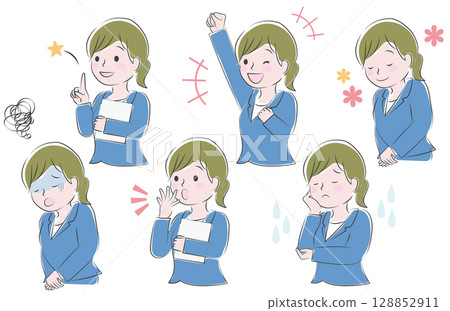 穿西裝的女人的各種表情 穿西裝的女人的各種表情 128852911