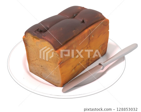 A slice of bread on a plate with a butter knife 128853032