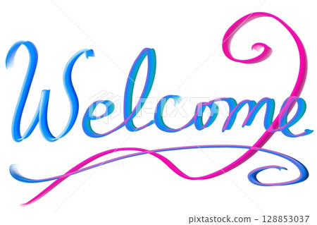 藍色書法歡迎 png 128853037