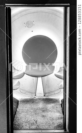 Small elevator tram inside the Gateway Arch National Park in St. Louis, Missouri that travels to the top 128853151