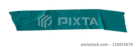 green crumpled torn tape isolated on transparent background 128853679