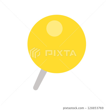 Round yellow push pin, thumb tack, and pin icon - Cute illustration material of marks, markers, and pins Round yellow push pin, thumb tack, and pin icon - Cute illustration material of marks, markers, and pins 128853769