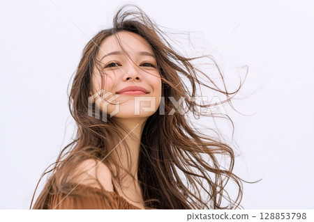 Beautiful haired woman "AI generated image" 128853798