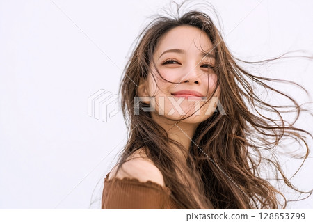 Beautiful haired woman "AI generated image" 128853799