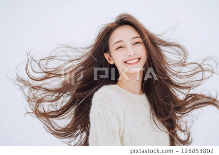 美麗的頭髮女人“AI生成圖像” 128853802