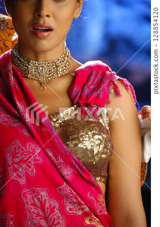 Indian traditional Female in saree Indian traditional Female in saree 128854120