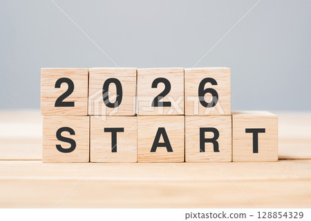 2026 START text on table. Resolution, strategy, goal, motivation, reboot, business and New Year holiday concepts 2026 START text on table. Resolution, strategy, goal, motivation, reboot, business and New Year holiday concepts 128854329