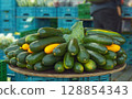 green-yellow-zucchinis-savoy-cabbage-farmers-market 128854343