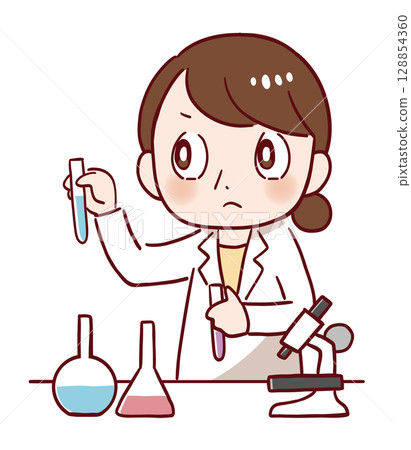 正在接受實驗的婦女的插圖/向量圖 正在接受實驗的婦女的插圖/向量圖 128854360