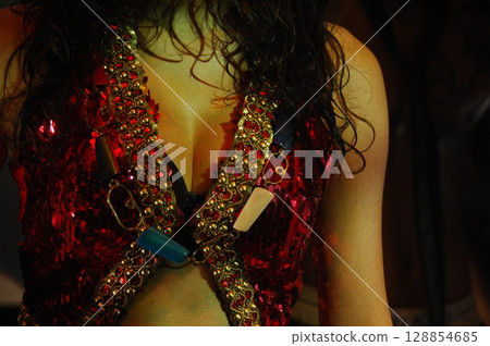 Elegant Indian Woman in Traditional Attire with Sensual Grace Elegant Indian Woman in Traditional Attire with Sensual Grace 128854685