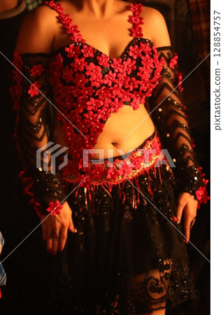 Elegant Indian Woman in Traditional Attire with Sensual Grace Elegant Indian Woman in Traditional Attire with Sensual Grace 128854757