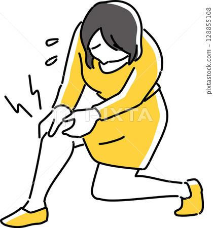 患有膝蓋疼痛的婦女 128855108