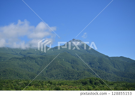 Mount Rausu seen from the elevated boardwalk at Shiretoko Goko 128855153