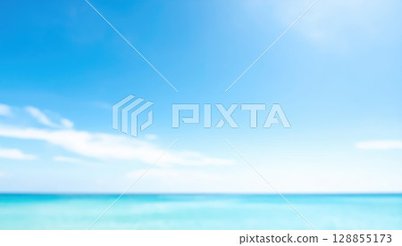 《AI Image》Background material with a blurred deep blue sea and sky 128855173