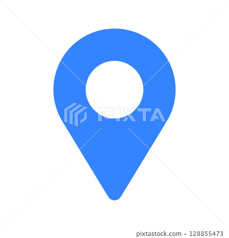 Blue map pin icon - Simple and cute current location/destination mark, target/goal image material Blue map pin icon - Simple and cute current location/destination mark, target/goal image material 128855473