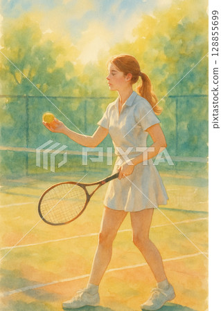 陽光下的網球少女　青春與運動的瞬間凝結成詩 128855699