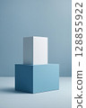 rectangular blocks over blue background. geometric shapes 128855922