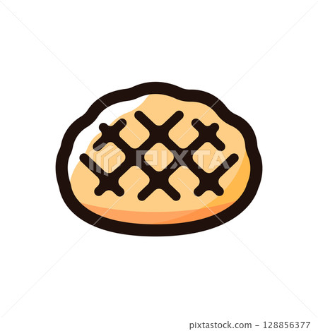 蜜瓜麵包插圖圖示（麵包店、麵包、食物菜單素材） 128856377