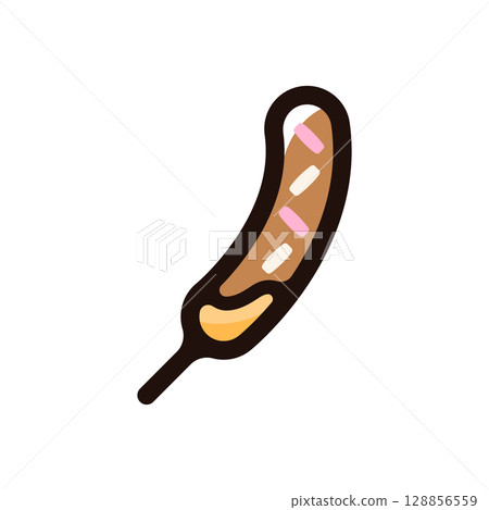 巧克力香蕉插圖圖示（節日、糖果、食物菜單材料） 128856559