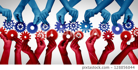 Two Business Groups Working Together 128856844