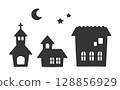 萬聖節城市景觀剪影圖 128856929