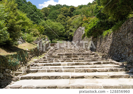Stone stairs at the ruins of Azuchi Castle 128856960