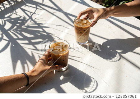 Iced Coffee Summer Refreshment and Shadows 128857061