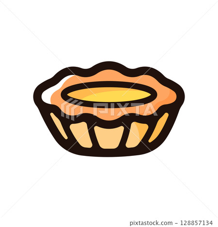 蛋塔插圖圖示（糖果、甜點、食物菜單素材） 128857134