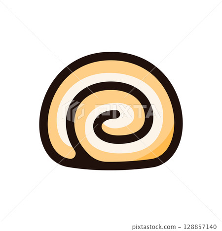 卷蛋糕插圖圖示（蛋糕，糖果，食物菜單材料） 128857140