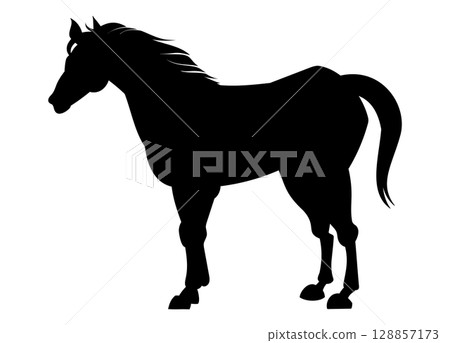 站立的馬剪影 128857173